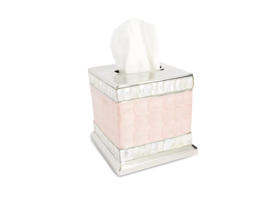 Julia Knight Classic 5" Pink Ice Tissue Box Cover - Elegant Lace Design Home Decor