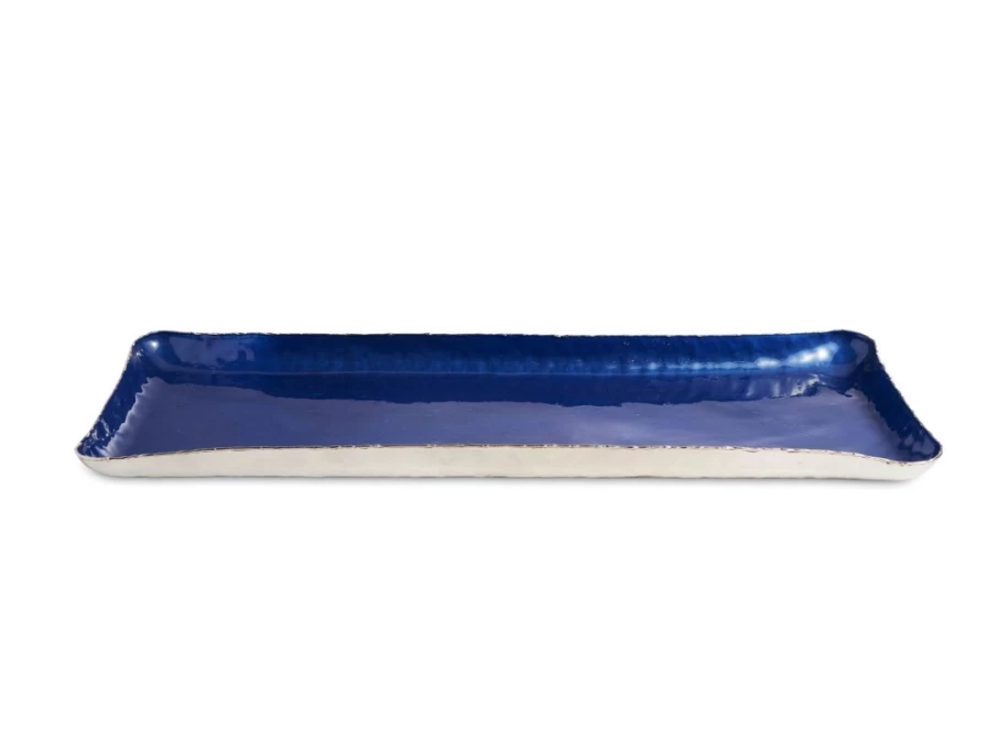 Julia Knight 17-Inch Rectangle Serving Tray in Cobalt Blue - Elegant Cascade Design