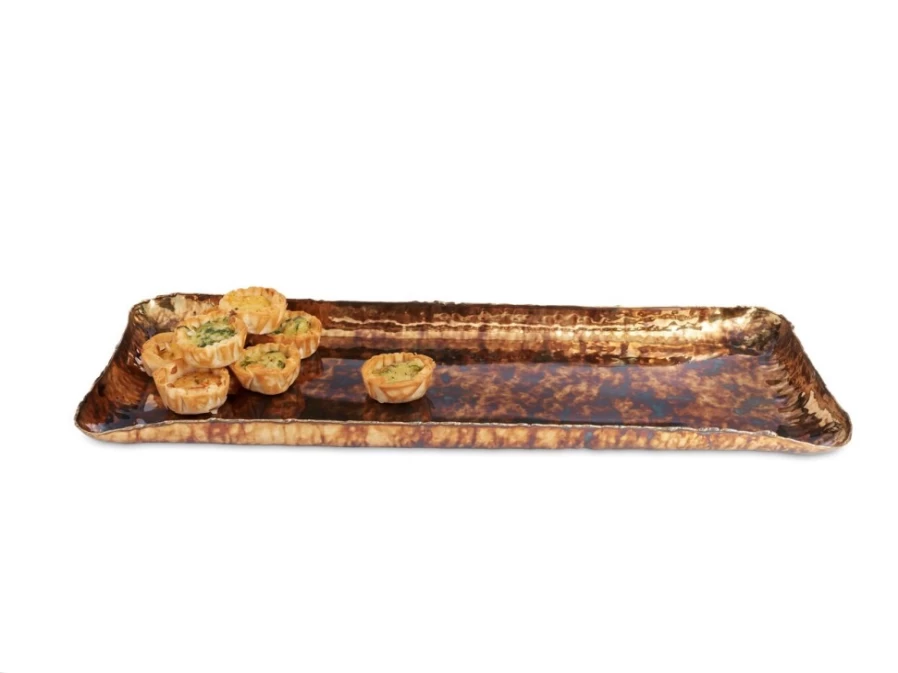Julia Knight 17" Rectangle Serving Tray in Rainbow Bronze Finish - Elegant & Durable