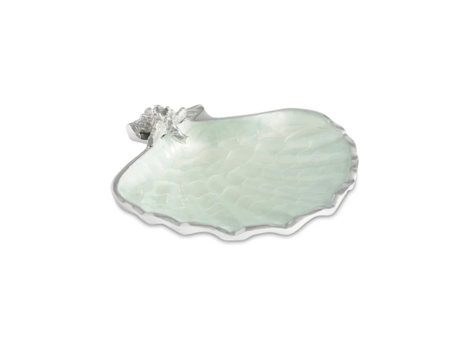 Julia Knight 8.5" Scallop Starfish Decorative Bowl with Hydrangea Design for Coastal Home Decor