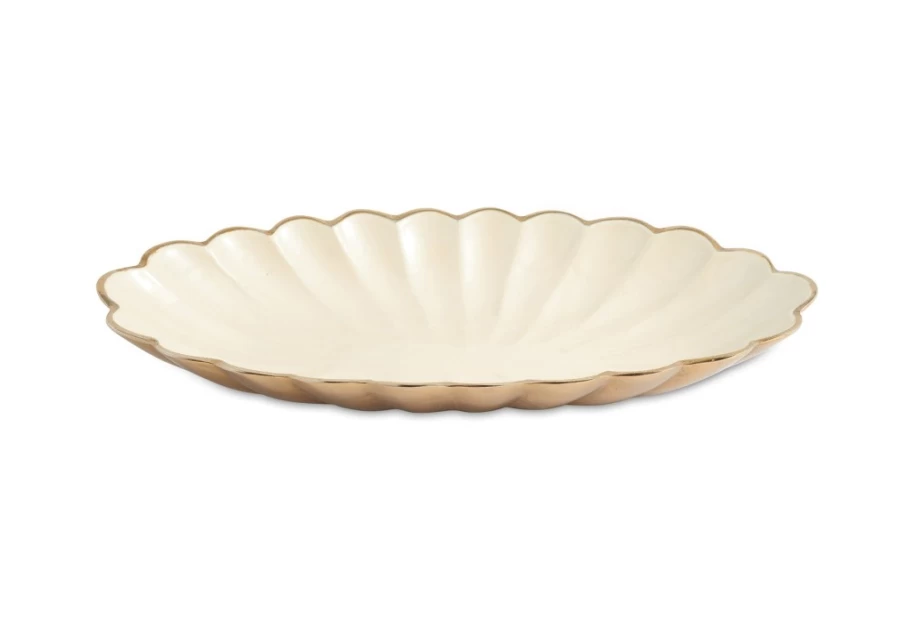 Julia Knight 16-Inch Gold Snow Oval Porcelain Bowl with Peony Design