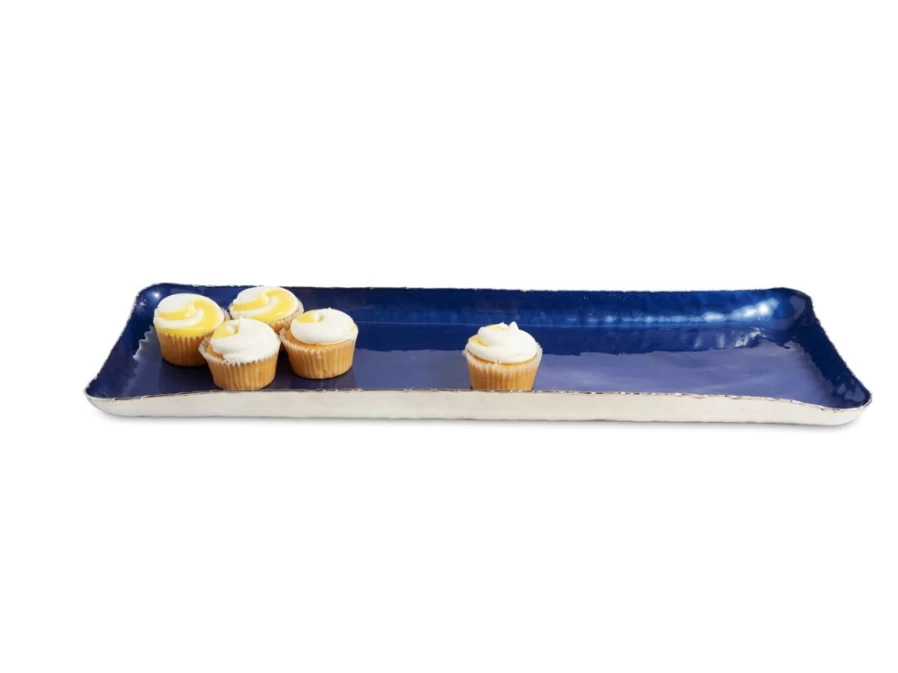 Julia Knight 17-Inch Rectangle Serving Tray in Cobalt Blue - Elegant Cascade Design