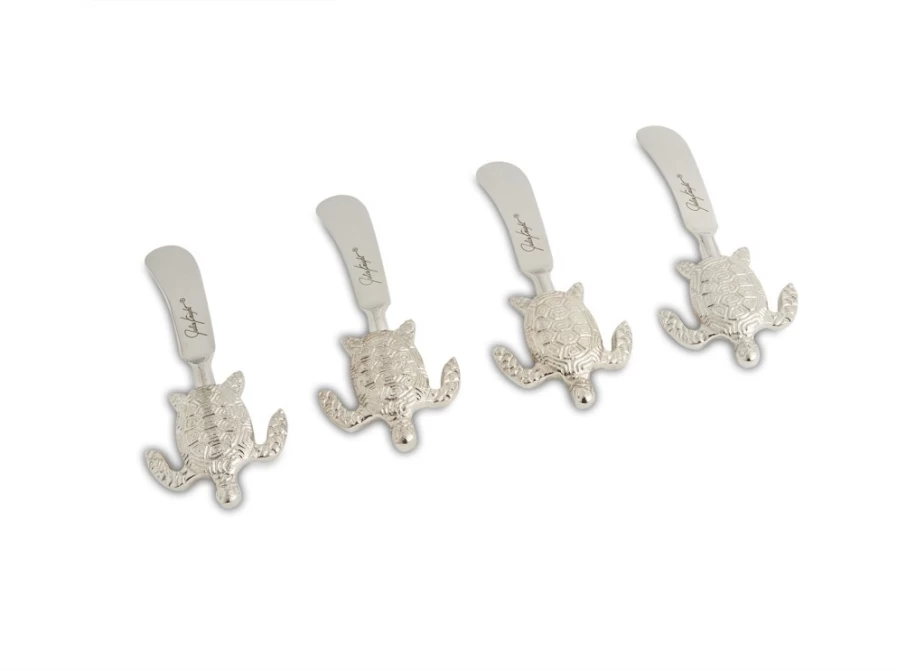 Julia Knight Silver Sea Turtle Spreader Knife - Elegant Stainless Steel Butter Spreader, Unique Marine-Themed Cutlery Gift