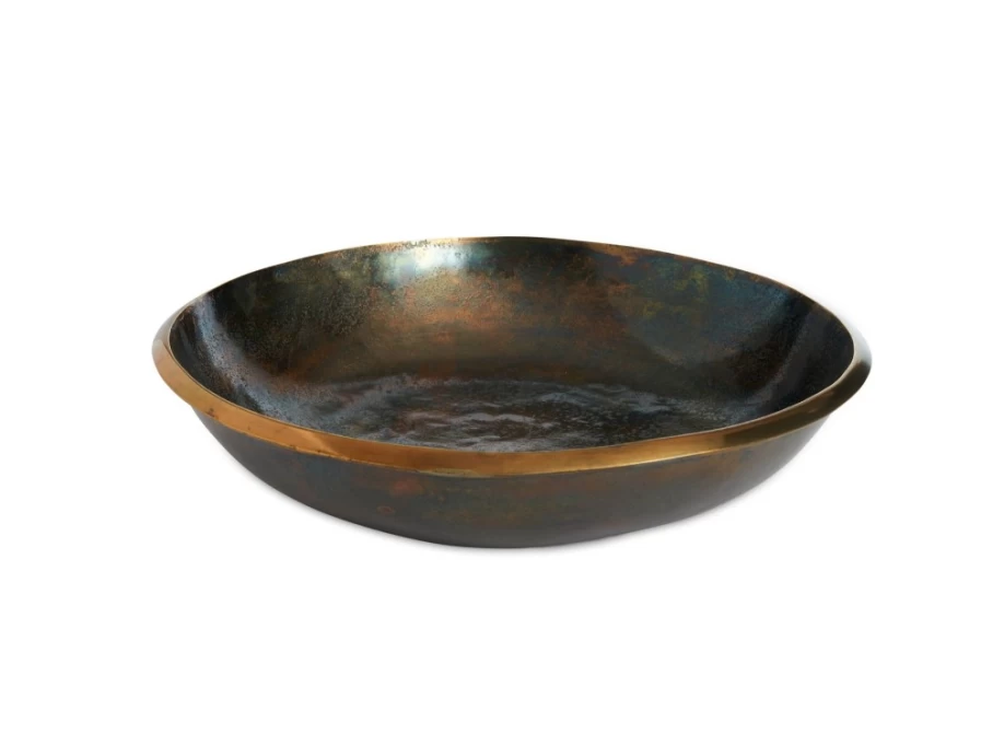 Julia Knight 15-Inch Bronze Eclipse Decorative Bowl – Handcrafted Metal Art Piece for Home Decor