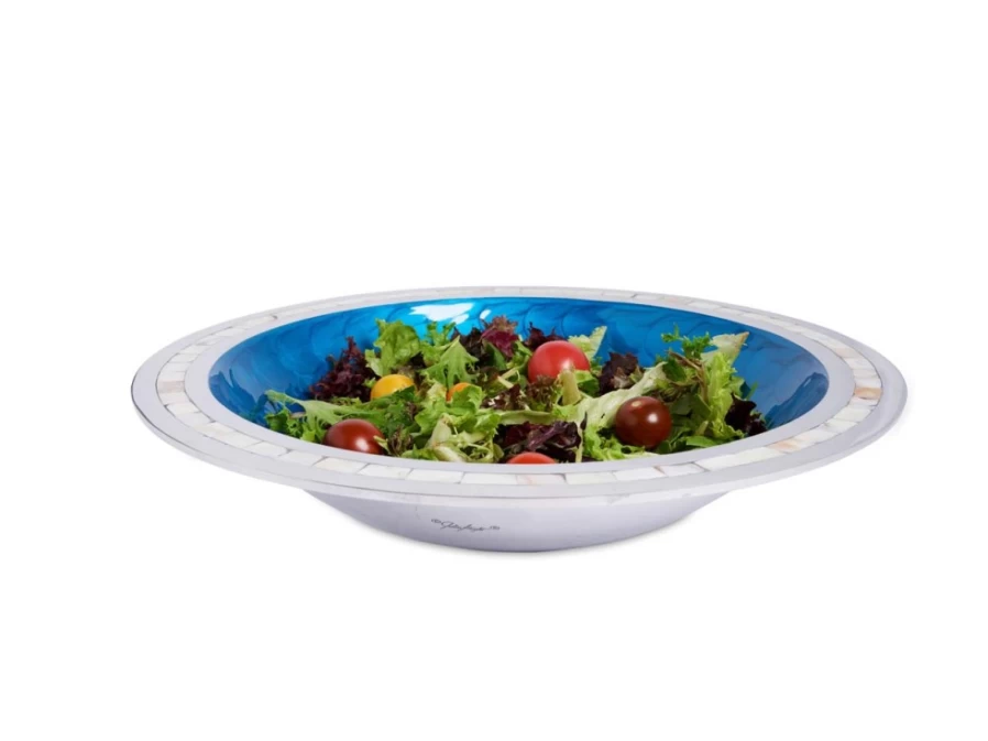 Julia Knight 15-Inch Round Classic Teal Bowl – Vintage Style Decorative Serving Bowl