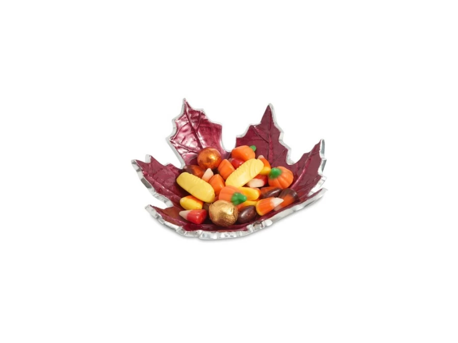 Julia Knight 6" Pomegranate Maple Leaf Petite Bowl - Handcrafted Ceramic Dish for Decor & Serving