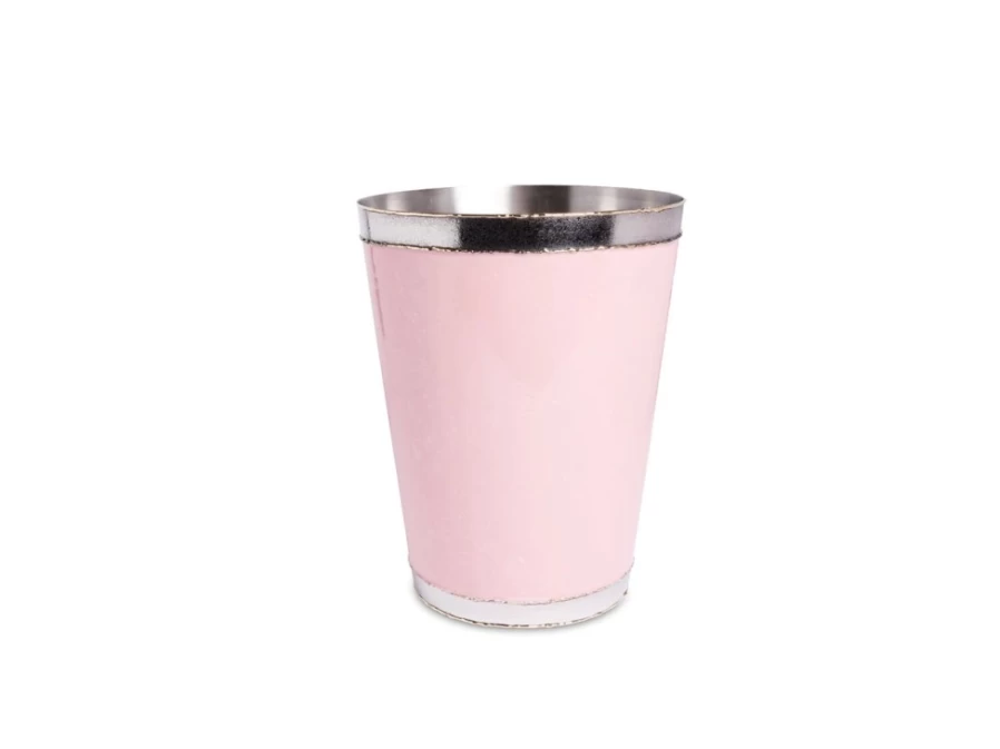 Julia Knight 11-Inch Pink Lace Waste Basket - Elegant Small Trash Can for Bathroom, Bedroom, or Office