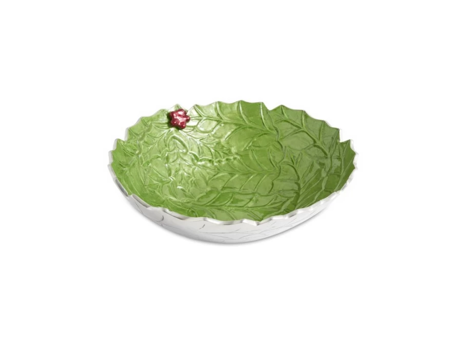Julia Knight 12 Inch Mojito Bowl with Holly Sprig Design for Cocktails and Entertaining