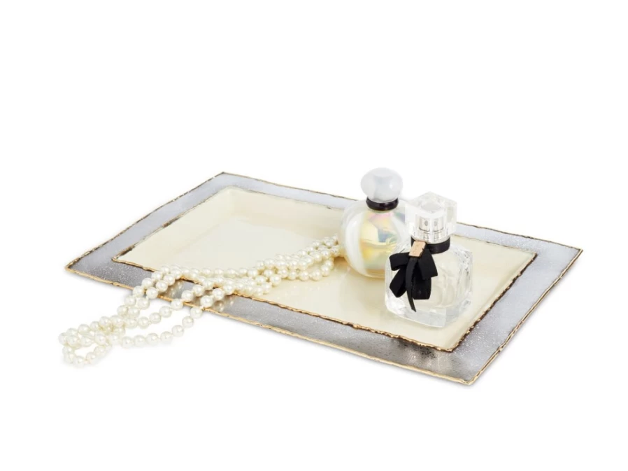 Julia Knight 12" Vanity Tray in Cloud White - Elegant Bathroom Organizer
