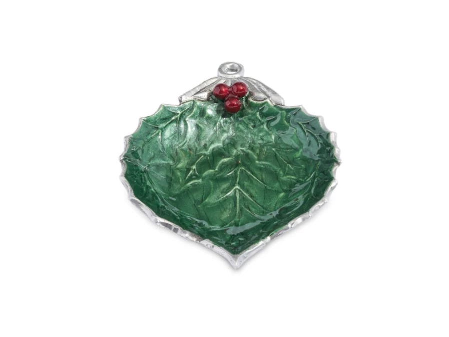 Julia Knight 7" Emerald Green Holly Sprig Ornamental Decorative Bowl
