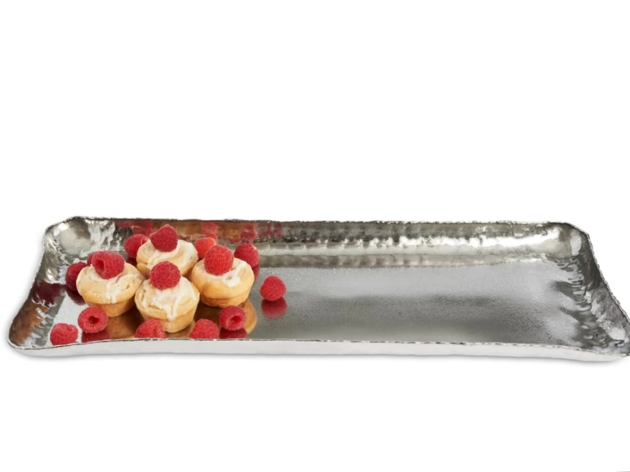 Julia Knight 17-Inch Frosted Glass Rectangle Serving Tray - Elegant Cascade Design for Dining & Entertaining