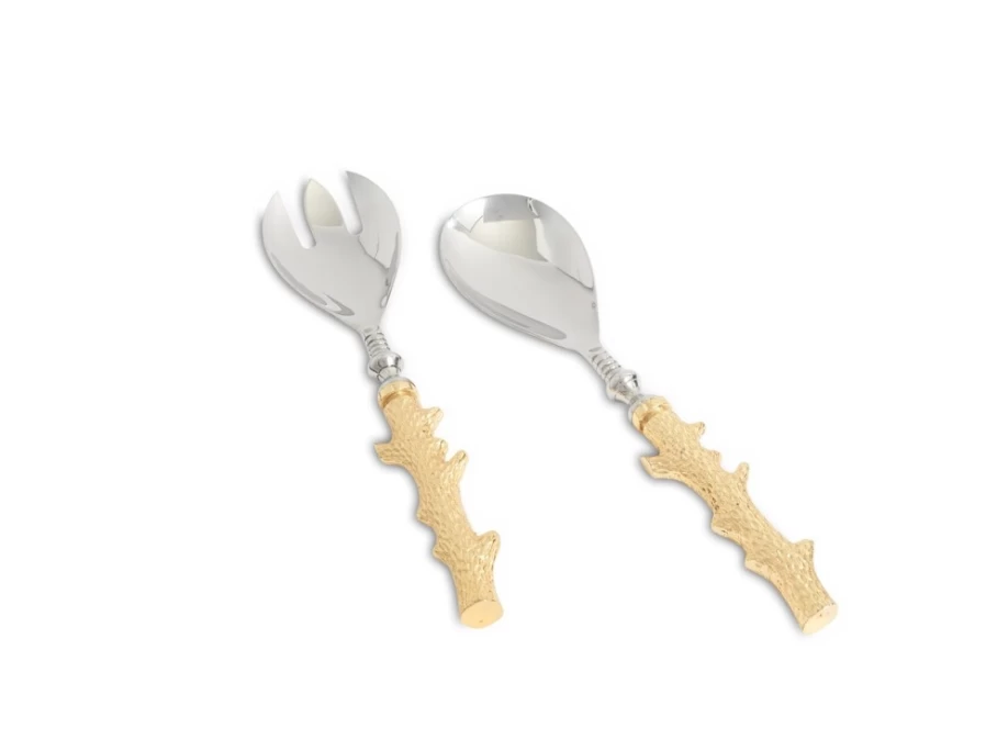 Julia Knight Luxury Gold Coral Salad Serving Set - Elegant Dining Utensils for Entertaining