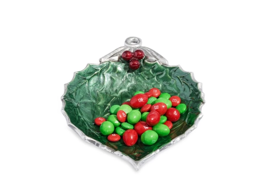 Julia Knight 7" Emerald Green Holly Sprig Ornamental Decorative Bowl