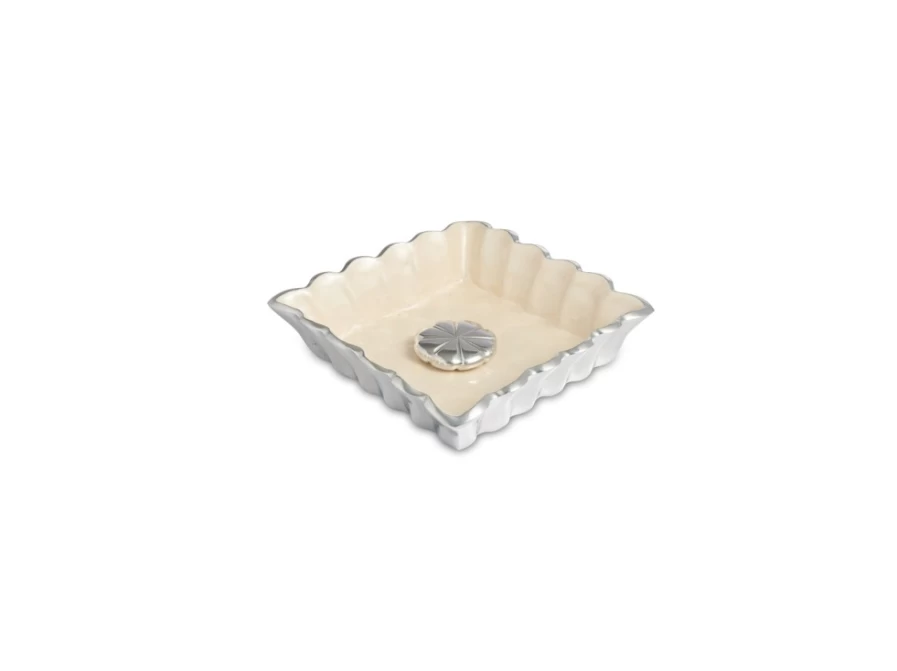 Julia Knight 6.5" Peony Floral Cocktail Napkin Holder - Decorative Table Weight with Snow Design