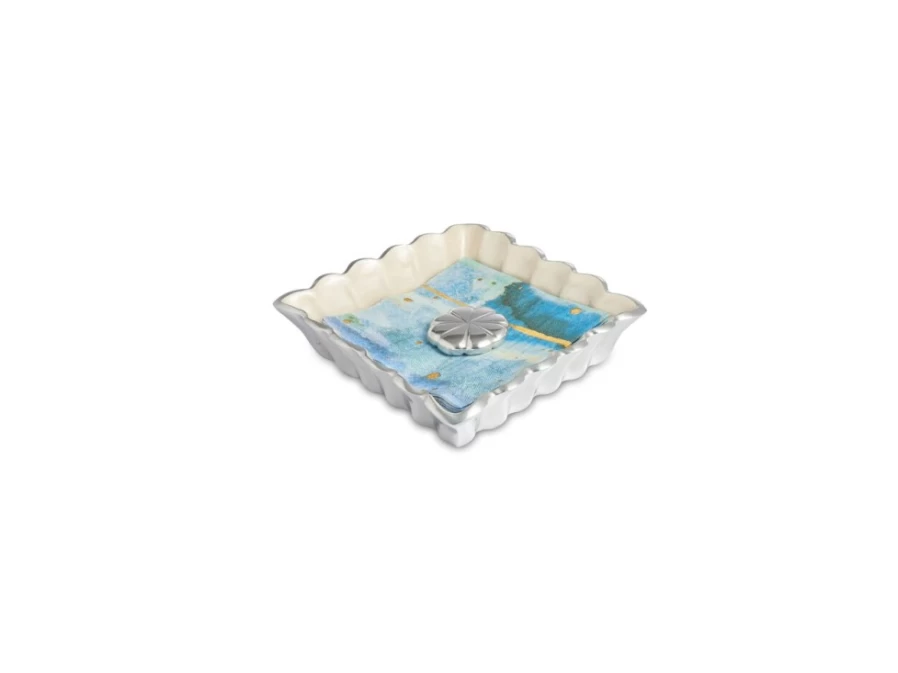 Julia Knight 6.5" Peony Floral Cocktail Napkin Holder - Decorative Table Weight with Snow Design