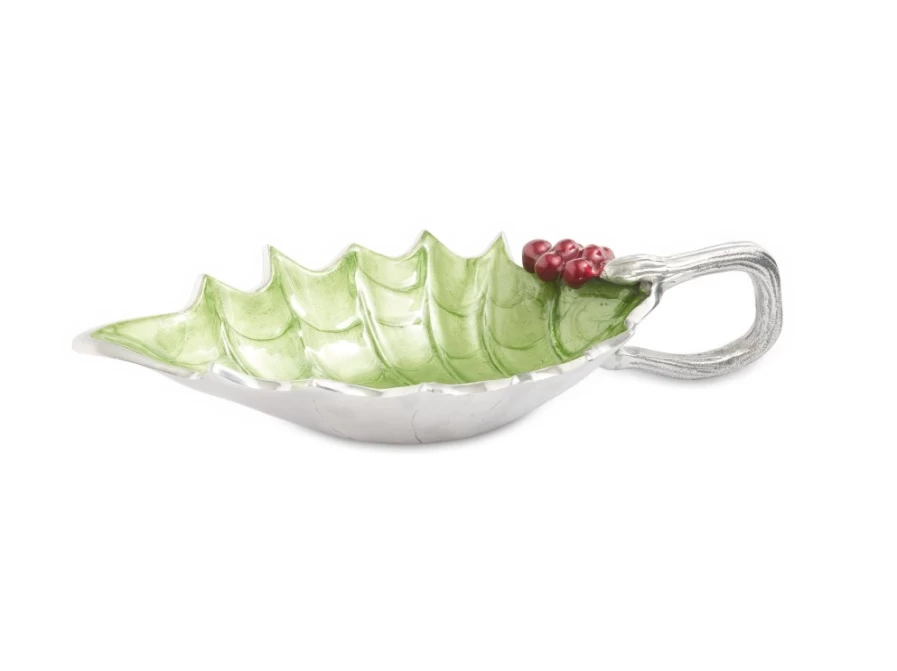 Julia Knight Holly Sprig Sauce Boat Mojito - Elegant Ceramic Gravy Boat with Holly Design, Perfect for Holiday Serving