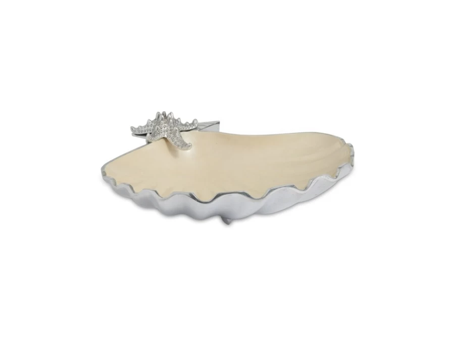 Julia Knight 15-inch Scallop Starfish Deep Bowl Snow White Ceramic Serving Dish