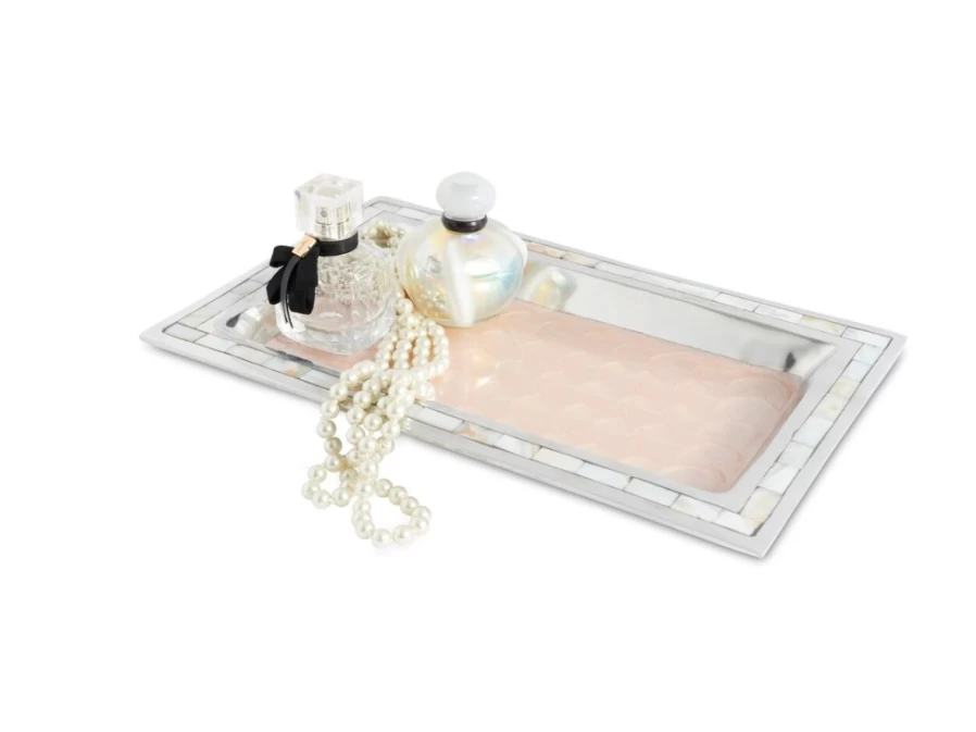 Julia Knight 12" Pink Ice Vanity Tray - Classic Elegant Makeup Organizer