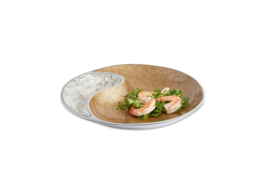 Julia Knight 13" Yin Yang Design Premium Toffee Serving Bowl - Classic Dual-Compartment Candy Dish for Home & Parties