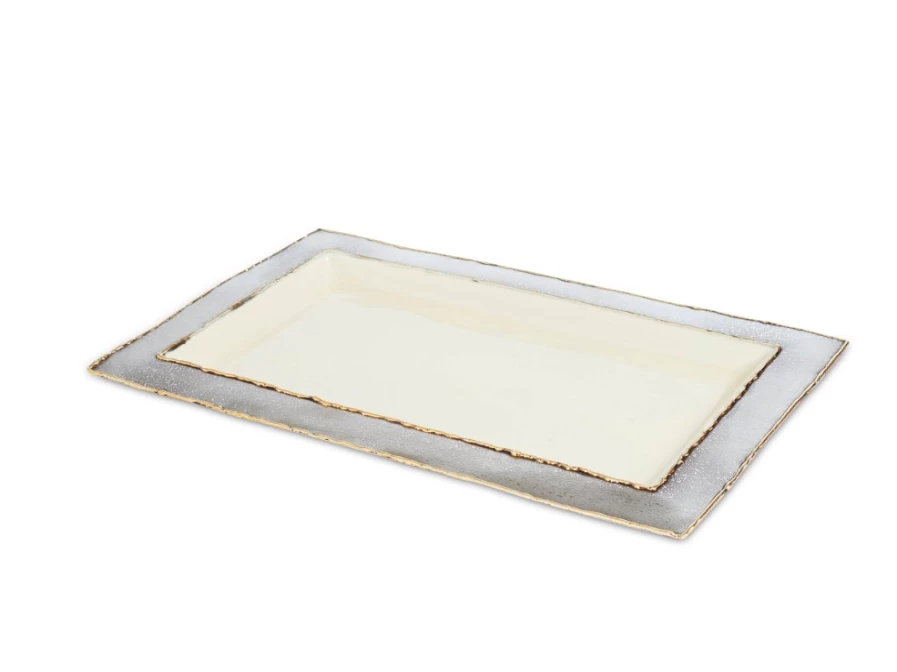 Julia Knight 12" Vanity Tray in Cloud White - Elegant Bathroom Organizer