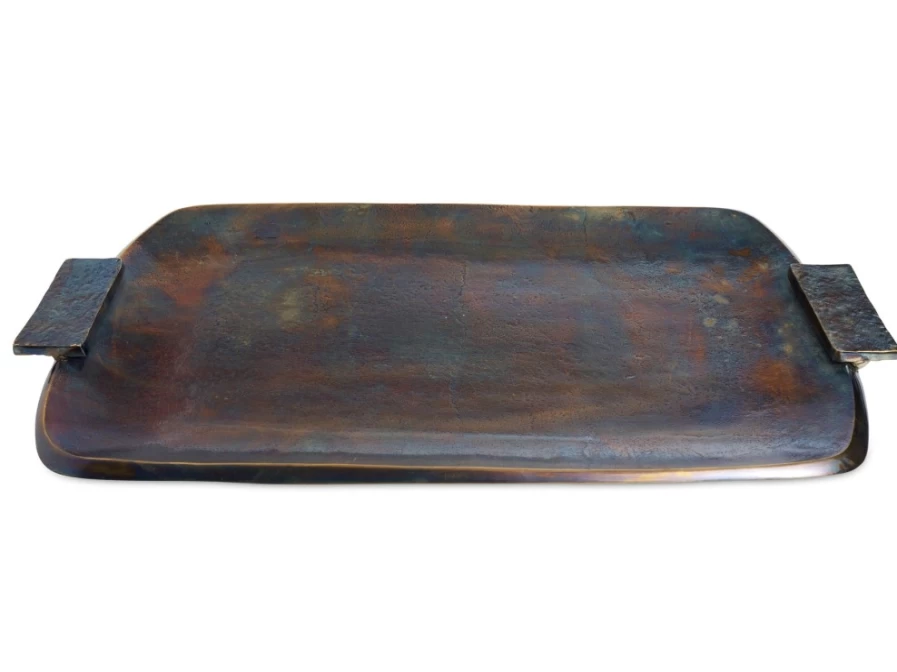 Julia Knight 21" Bronze Rectangular Serving Tray with Handles - Eclipse Collection