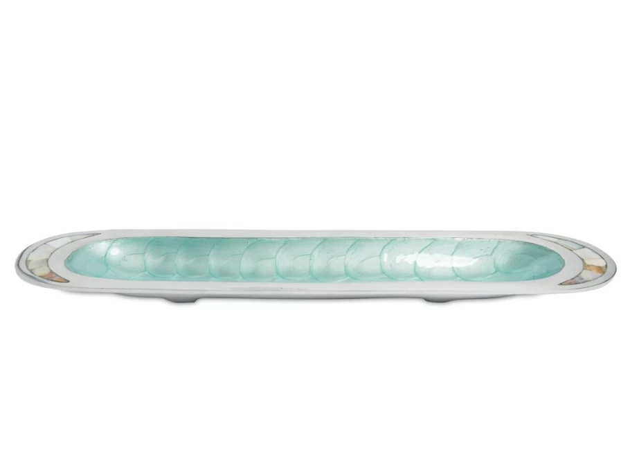 Julia Knight 16" Classic Aqua Hors D'Oeuvres Serving Tray – Elegant Appetizer Platter for Entertaining