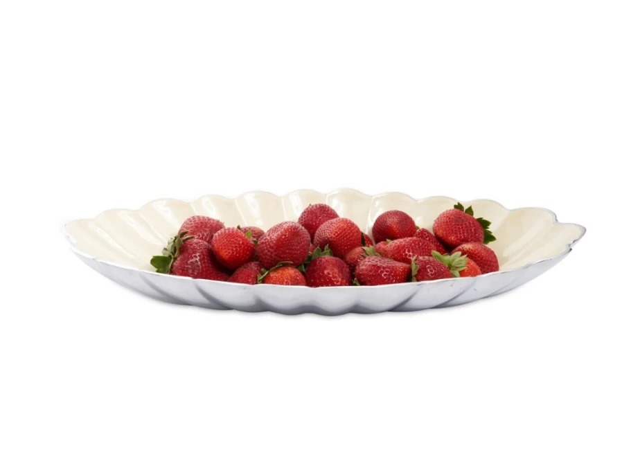 Julia Knight 16" Oval Porcelain Bowl - Handcrafted Peony Snow Design, Elegant Serving Dish for Dining & Decor