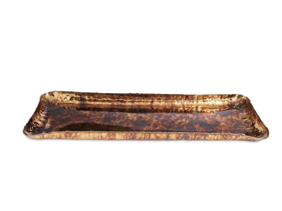 Julia Knight 17" Rectangle Serving Tray in Rainbow Bronze Finish - Elegant & Durable