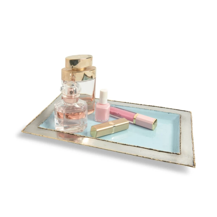 Julia Knight 12" Glacial Blue Vanity Tray - Elegant Bathroom Organizer