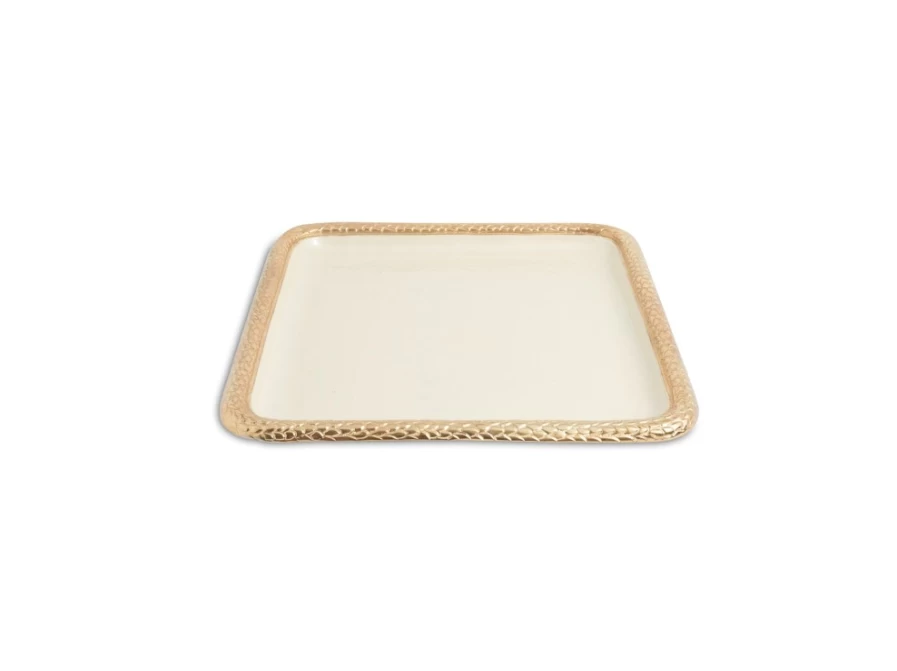 Julia Knight 15" Gold Florentine Square Tray with Snow Design - Elegant Serving Tray