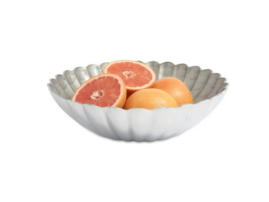 Julia Knight 15" Platinum Round Bowl - Elegant Peony Design for Dining & Decor