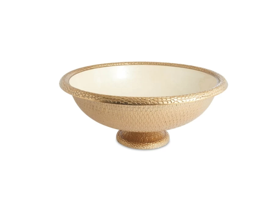 Julia Knight Florentine Gold 21-Inch Decorative Gala Bowl for Elegant Dining & Home Decor