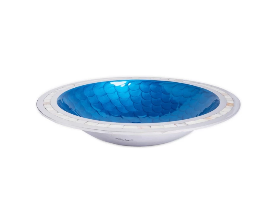 Julia Knight 15-Inch Round Classic Teal Bowl – Vintage Style Decorative Serving Bowl