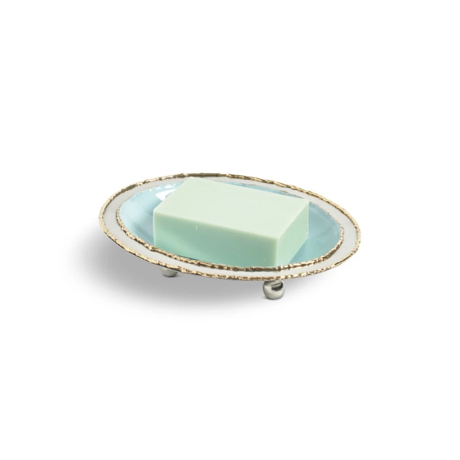 Julia Knight 6-Inch Glacial Blue Soap Dish for Bathroom – Cascade Style Ceramic Holder