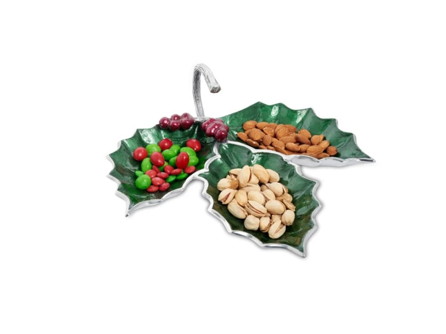Julia Knight 13-Inch 3-Piece Emerald Green Holly Sprig Serving Set