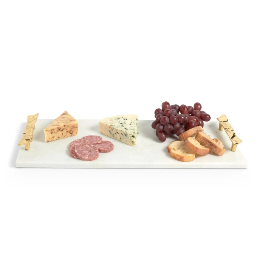 Julia Knight 18-Inch Elegant Marble Cheese Serving Tray with Handles, Perfect for Entertaining