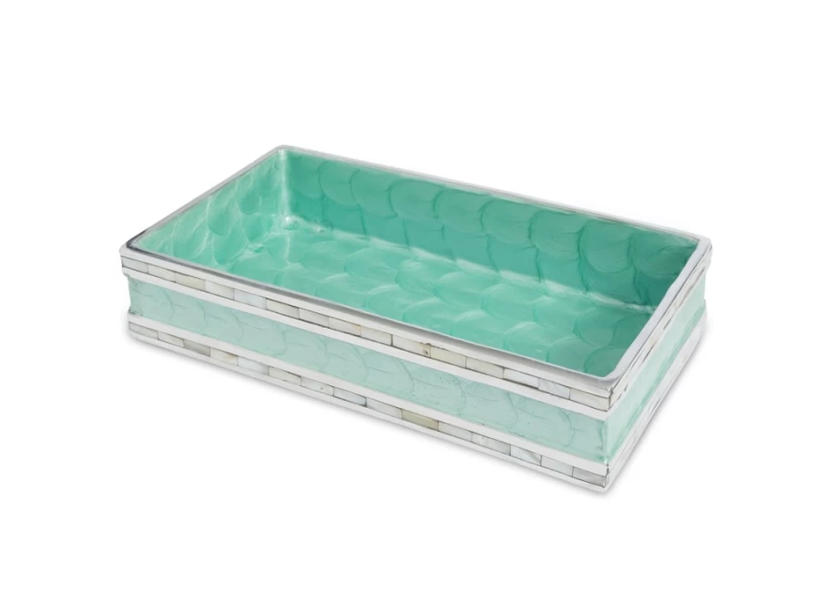 Julia Knight 9-Inch Classic Aqua Guest Towel Tray - Elegant Bathroom Decor