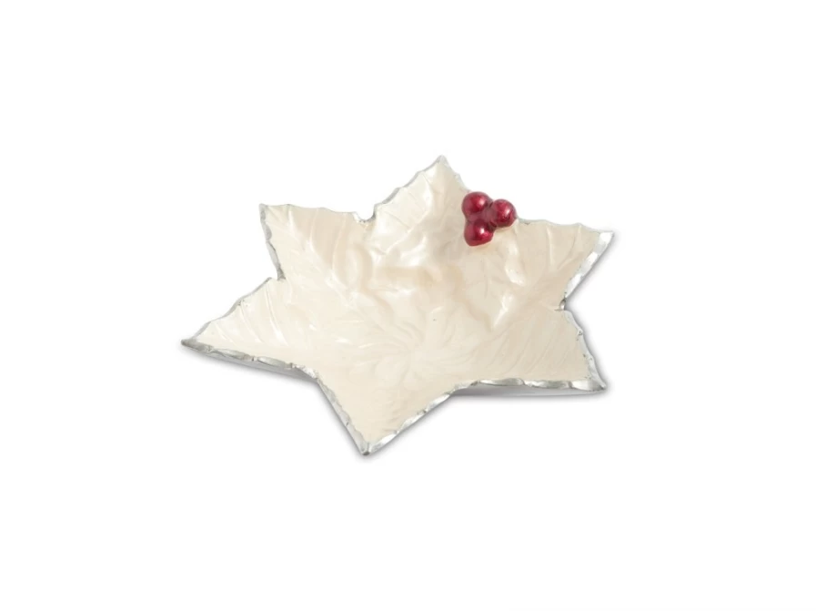 Julia Knight 6-Inch Starflake Snow Bowl - Holly Sprig Winter Decor