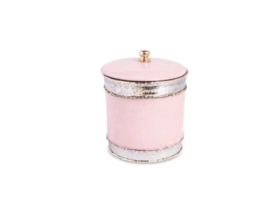 Julia Knight 5.5" Pink Lace Covered Canister - Vintage Kitchen Decor