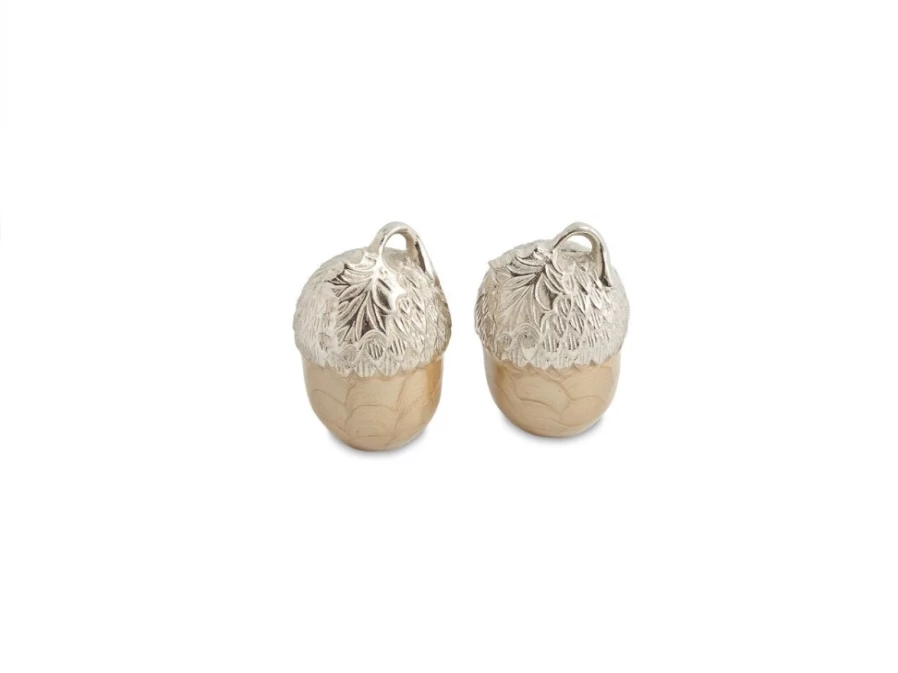 Julia Knight Acorn-Shaped Salt and Pepper Shaker Set - Toffee Brown Ceramic Grinder Duo