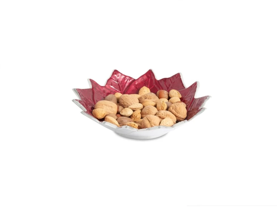 Julia Knight 9-Inch Poinsettia Bowl with Pomegranate Design - Holiday Decorative Ceramic Bowl