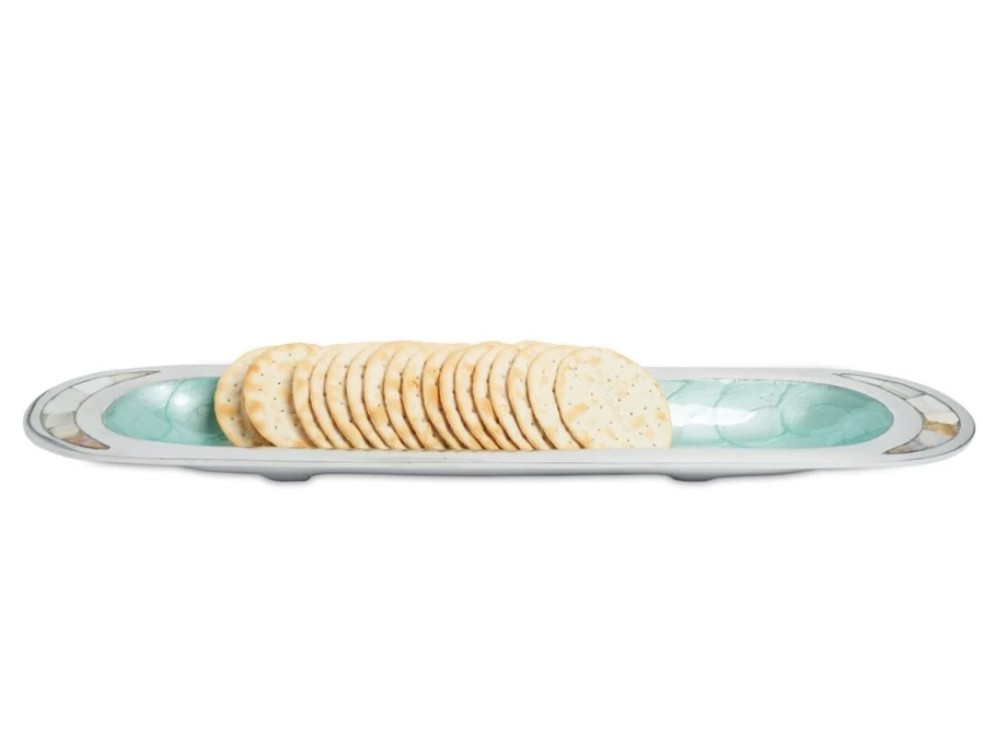 Julia Knight 16" Classic Aqua Hors D'Oeuvres Serving Tray – Elegant Appetizer Platter for Entertaining