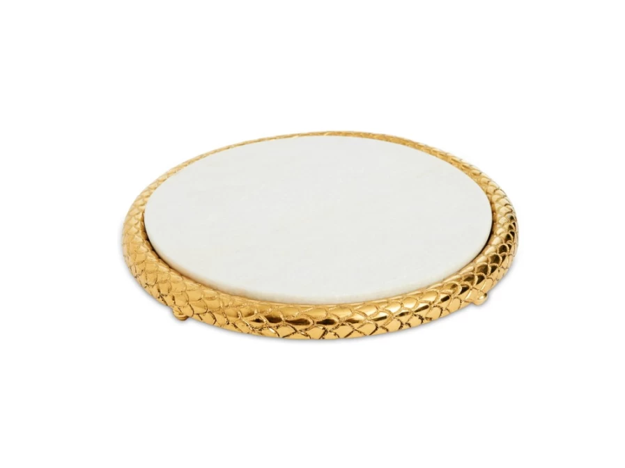 Julia Knight 11" Florentine Gold Marble Cheese Serving Tray - Elegant Appetizer Platter