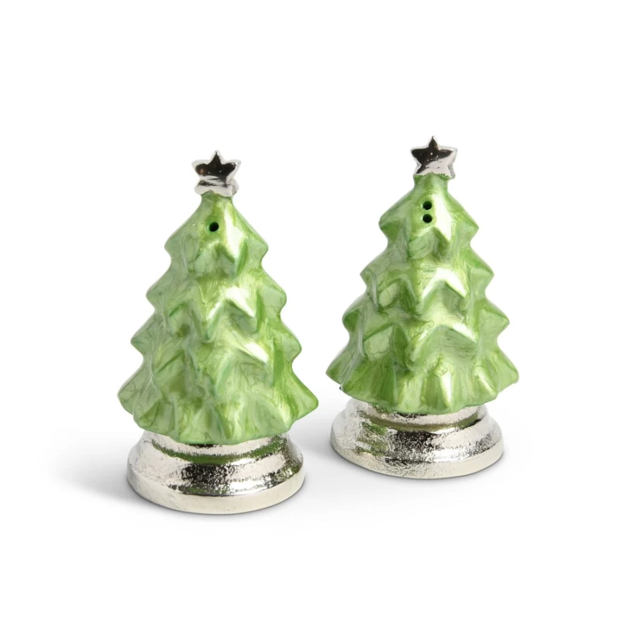 Julia Knight Holly Sprig Tree Salt and Pepper Shaker Set - Mojito Style Ceramic Seasoning Duo for Kitchen & Dining