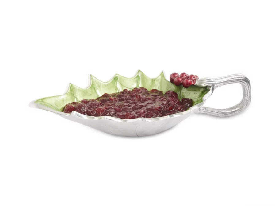 Julia Knight Holly Sprig Sauce Boat Mojito - Elegant Ceramic Gravy Boat with Holly Design, Perfect for Holiday Serving