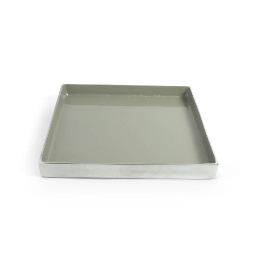 Julia Knight 12.5 Inch Square Platinum Serving Tray - Elegant Dining & Entertaining Platter
