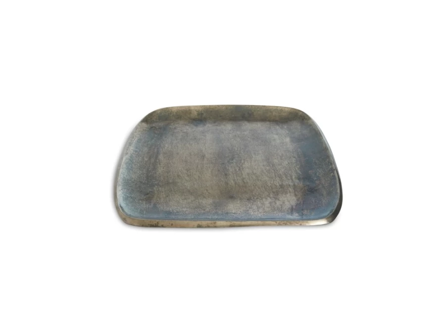 Julia Knight 12-Inch Stackable Steel Blue Square Plastic Trays - Set of 6, Durable & Lightweight for Party Serving
