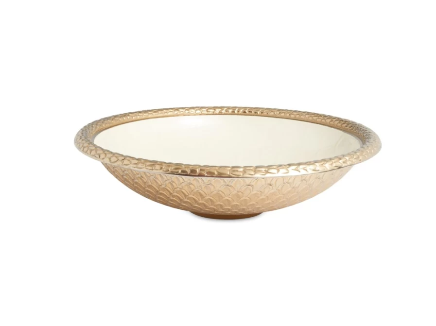 Julia Knight 15" Round Gold Snow Florentine Decorative Bowl