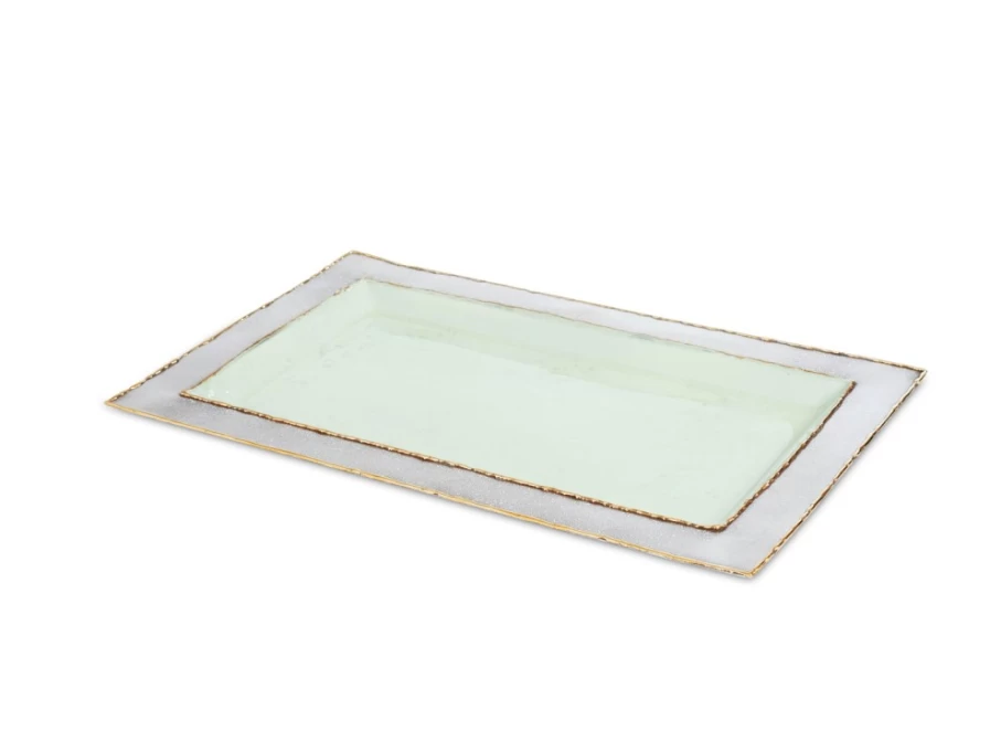 Julia Knight 12-Inch Bathroom Vanity Tray with Surf Design, Decorative Countertop Organizer