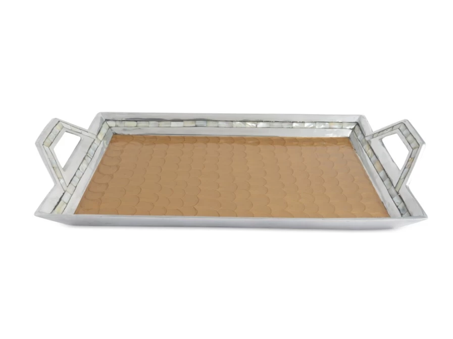 Julia Knight 21" Classic Toffee Beveled Serving Tray with Handles - Elegant & Durable